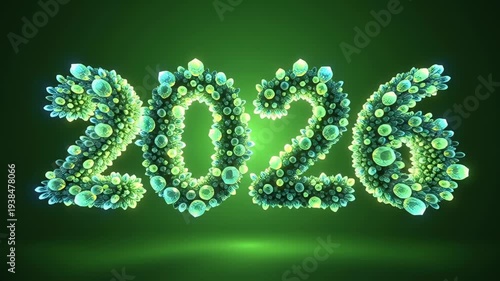 Futuristic glowing green 2026 numbers.