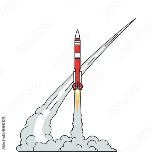 Balistic rocket launch illustration showcasing powerful ascent trajectory vector art