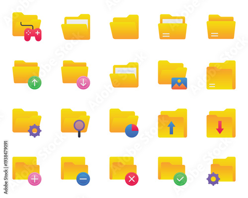 Gradient color icons set for Folder