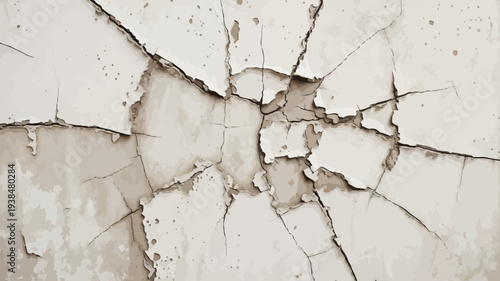 Cracked peeling white wall texture background broken plaster damaged surface broken surface