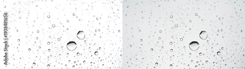 Obraz na plátně Water drops glass dense rain overlay streak bead round oval reflection PNG trans