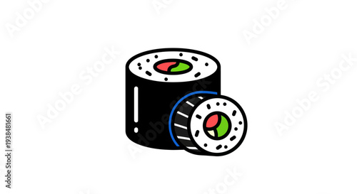 Sushi roll illustration on white background