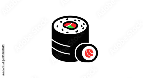 Sushi roll illustration on white background