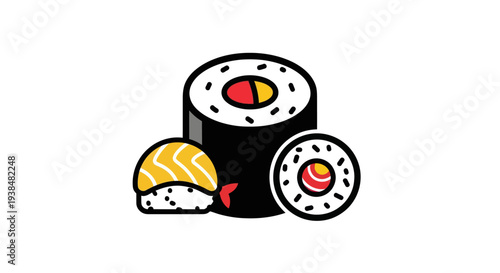 Sushi roll illustration on white background