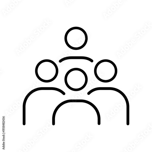 Employee team, professional collective outline icons. Line signs group of four people. Vector isolated pictograms for web and app on white background editable stroke
