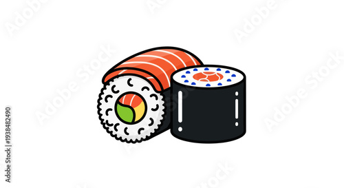 Sushi roll illustration on white background
