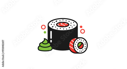 Sushi roll illustration on white background