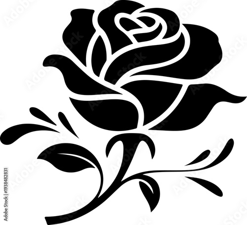 Elegant Rose Flower Silhouette Vector Illustration