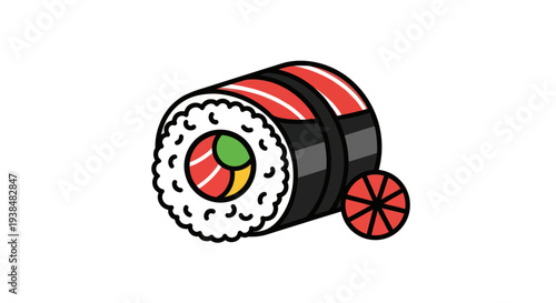 Sushi roll illustration on white