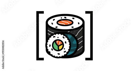 Sushi roll illustration on white background