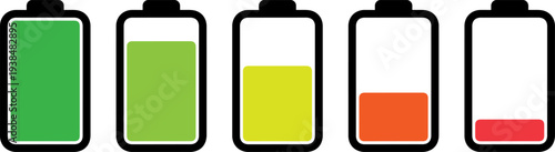Battery level indicators showing different charge levels