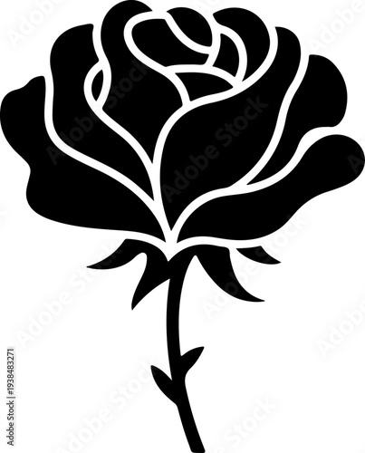 Elegant Rose Flower Silhouette Vector Illustration