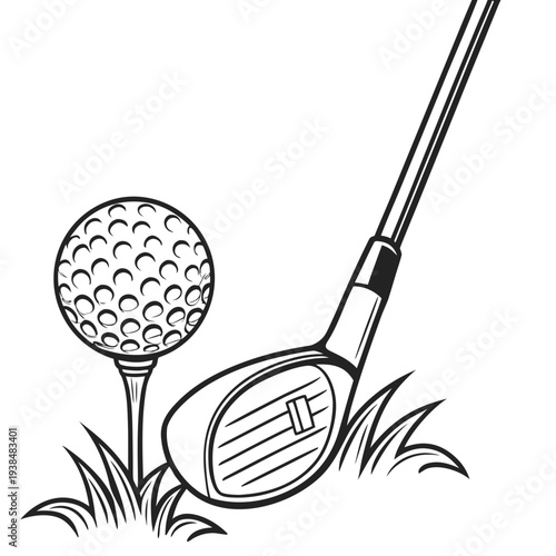 A golf club and ball on a lush green fairway ready for a perfect shot Vector