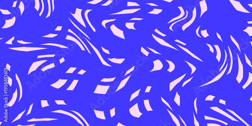 Blue Wavy Lines Abstract Background in Trendy Retro Psychedelic Style. Twisted, Swirled, and Distorted Vector Texture Pattern