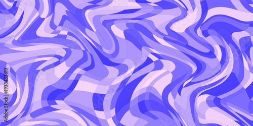 Blue Wavy Lines Abstract Background in Trendy Retro Psychedelic Style. Twisted, Swirled, and Distorted Vector Texture Pattern