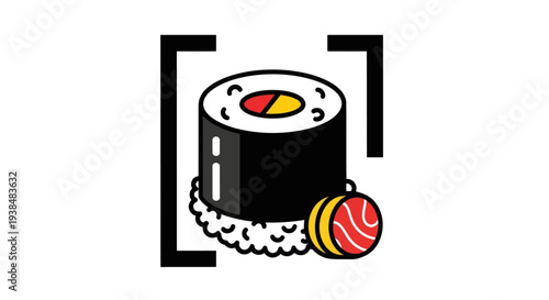 Sushi roll illustration with modern design