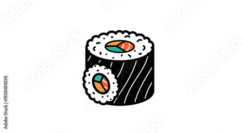 Sushi roll illustration on white background