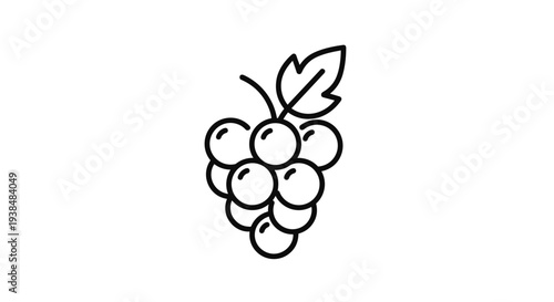 Simple Line Art Illustration of a Bunch of Grapes.