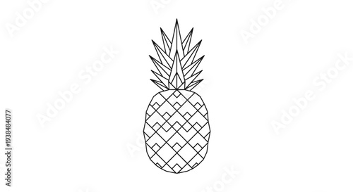 Simple Line Art Drawing of a Pineapple on a White Background.