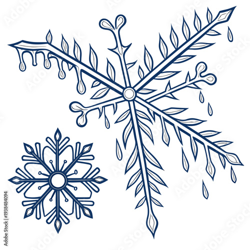 Intricate snowflakes showcasing the beauty of winter's frozen artistry Vector