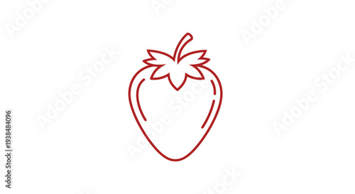Simple Outline Drawing of a Fresh Strawberry Fruit.