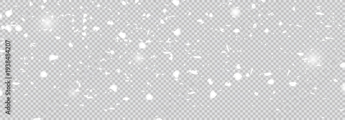 Falling Snowflakes on transparent Winter Background