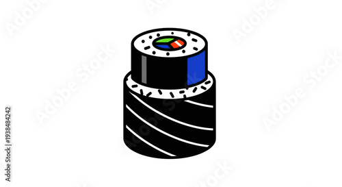 Sushi roll illustration on white background