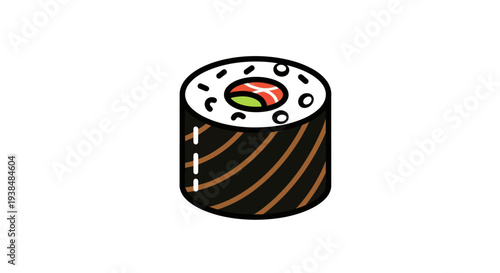 Sushi roll illustration on white background