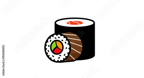 Sushi roll illustration on white background