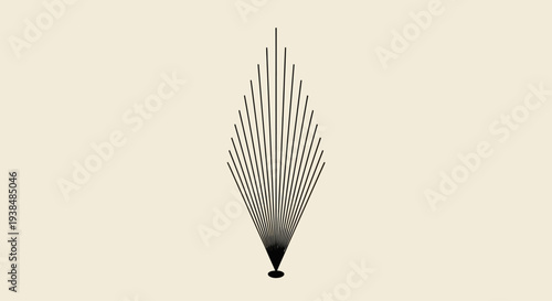 Quadro em tela Abstract Art Deco Geometric Fountain Design with Starburst Effect on Cream Backg