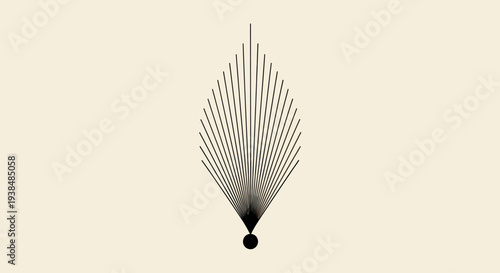 Minimalist Geometric Feather Design - Abstract Line Art
