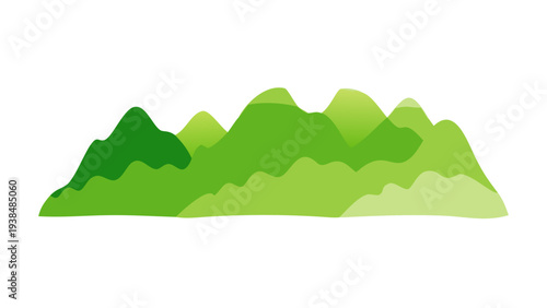 Vibrant green hills and mountains with varying shades of green and light Vector