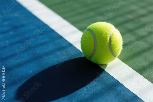 Tennis ball on court line