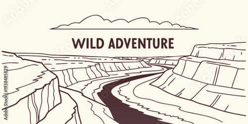 A winding road through a mountainous landscape with a scenic view of nature. Vector