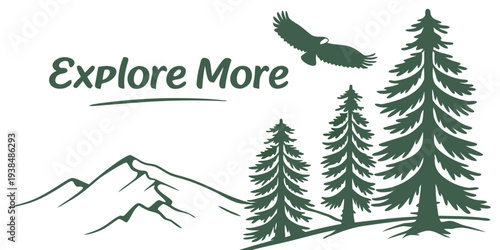 Explore the majestic beauty of nature with towering trees and mountains Vector