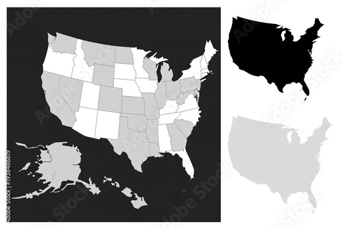 Map of United States with states