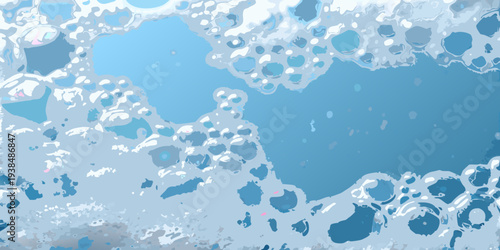 Abstract blue and white pattern resembling sea foam or bubbles