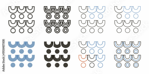 Abstract geometric patterns with varying colors and line weights