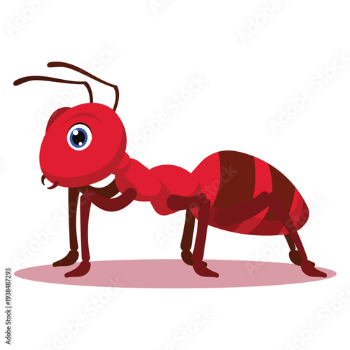 Clipart of Red Ant Insect in Flat Style on White Background