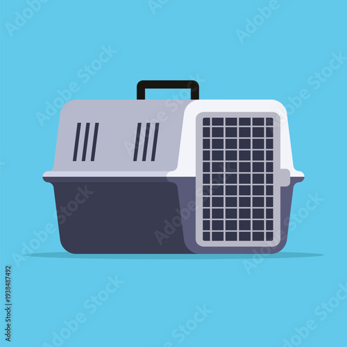 Plastic carrier for pets in flat style