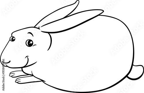 cartoon miniature rabbit comic animal character resting coloring page