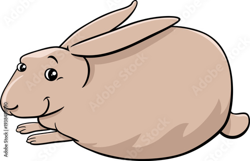cartoon beige miniature rabbit comic animal character resting