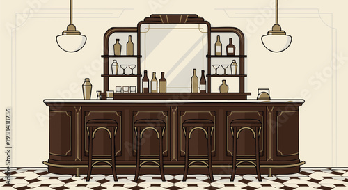 interior of a hotel room bar