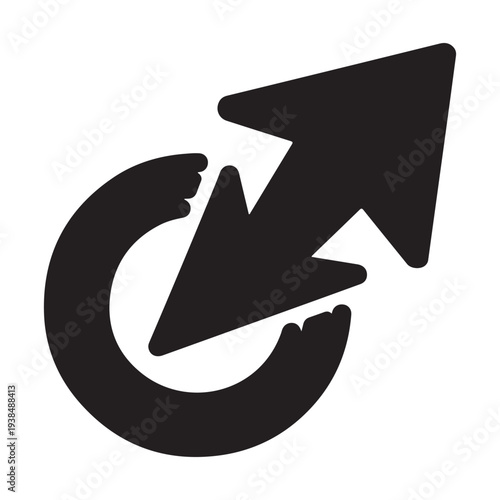 Black and white circular arrow refresh icon with clockwise direction