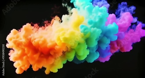 Smoke explosion dissolving gracefully on deep black background.4k video.
