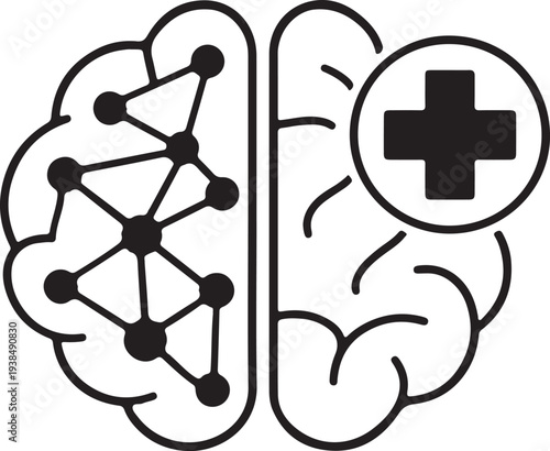 AI Brain with Medical Cross Concept