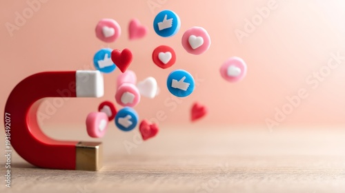 Social Media Magnet Attracting Icons and Likes