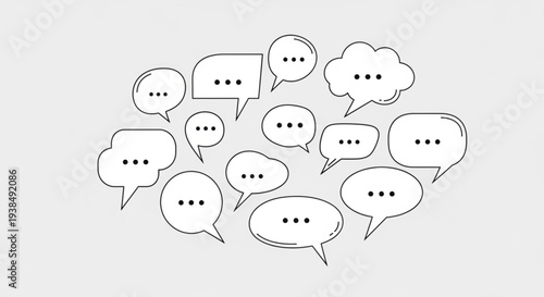 Collection of Hand-Drawn Speech Bubbles with Ellipses.
