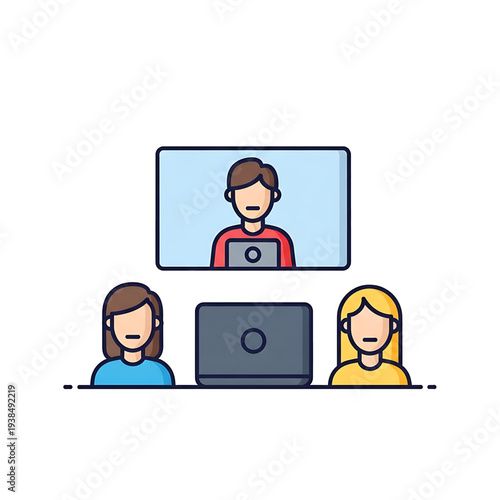 Online meeting with participants connected through a laptop video conference.