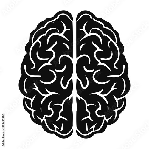 Human Brain Vector Illustration Minimalist Silhouette Icon